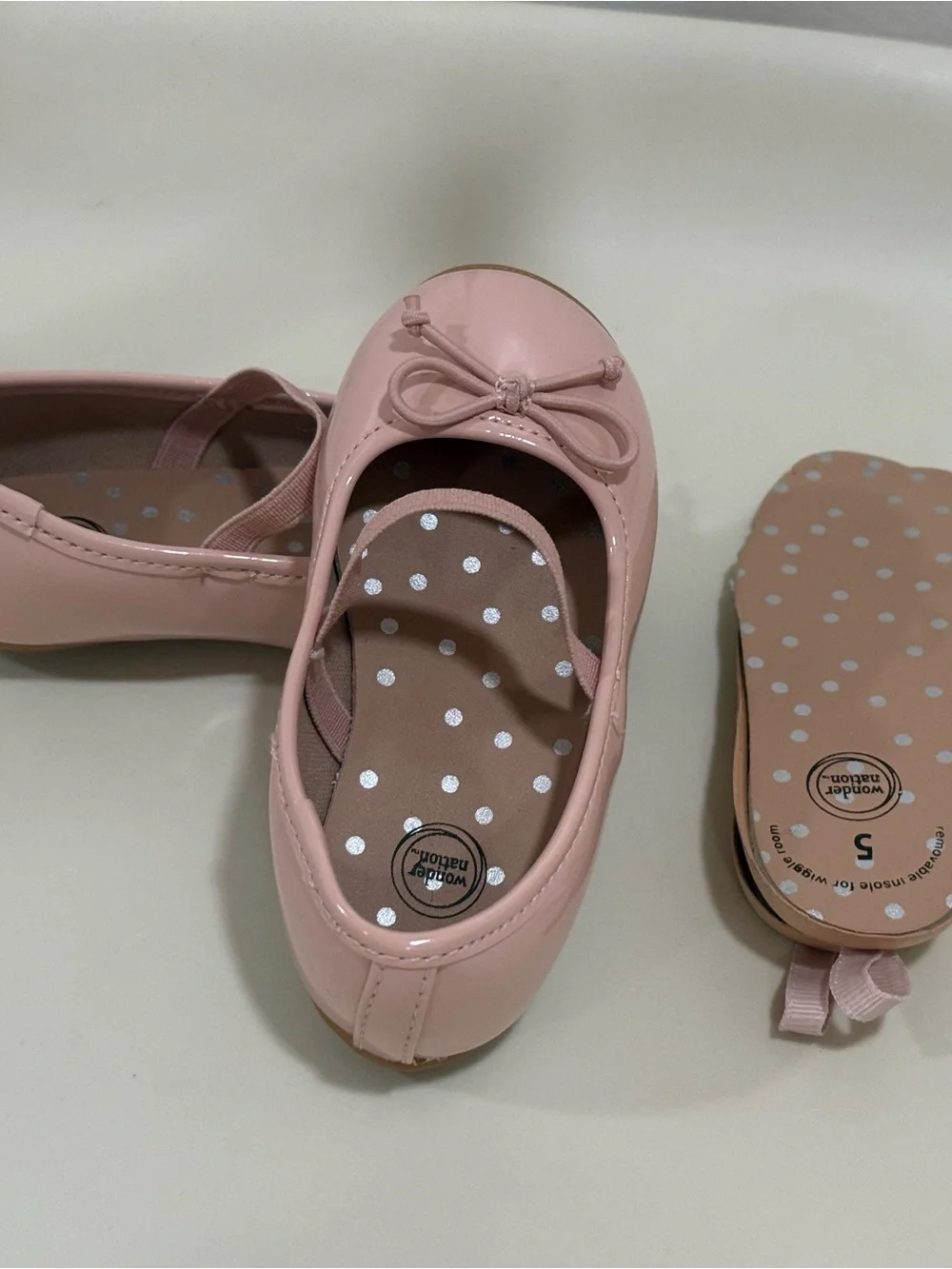 wonder nation Pink Girls' Bow Ballet Flats